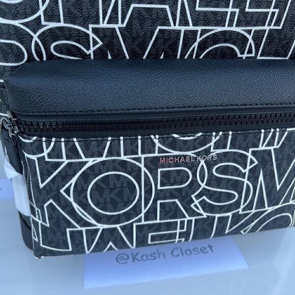 Michael Kors Backpack Cooper Large Graphic MK Signature Black - Picture 5 of 11